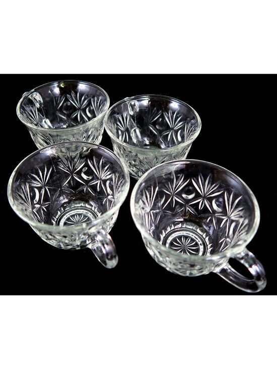 Hazel Atlas Other - Hazel Atlas Heritage Thumbprint Punch Cups – Vintage Set of 4, 6oz Pressed Glass